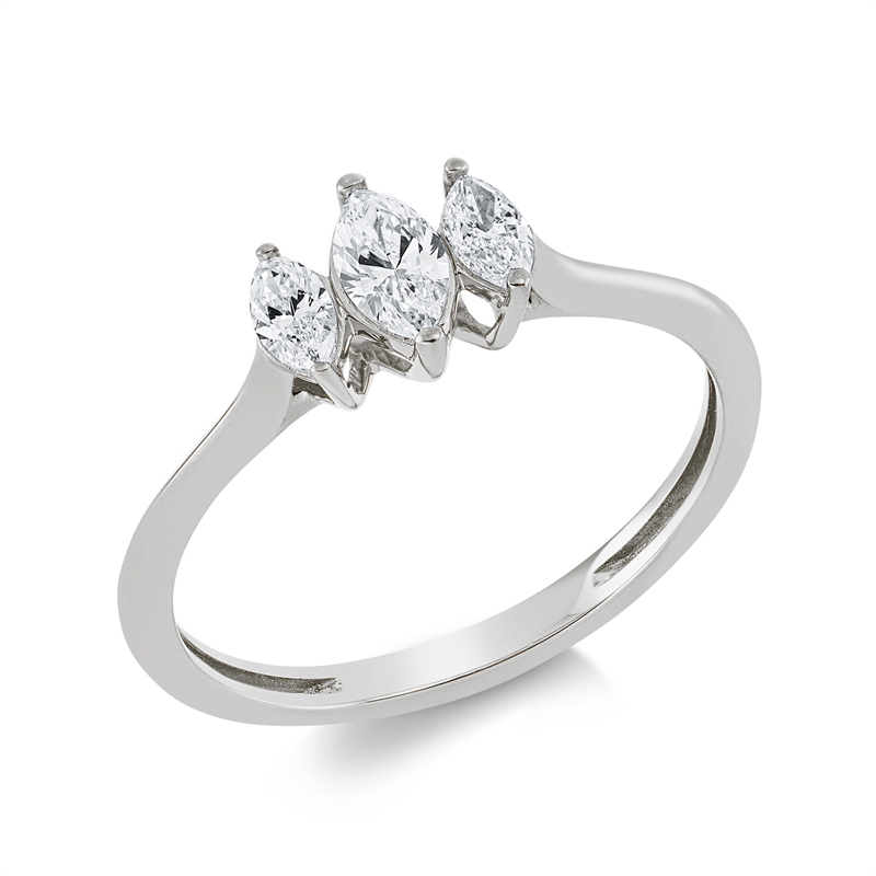 Image 90001873 - Ring 18 kt WG, 1 Navette 0,20 ct, TW-si, 2 Navette 0,13 ct, TW-si, ...