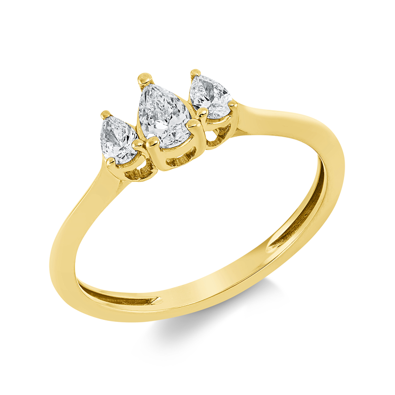 Image 90001874 - Ring 18 kt GG, 1 Tropfen 0,19 ct, TW-si, 2 Tropfen 0,15 ct, TW-si, ...