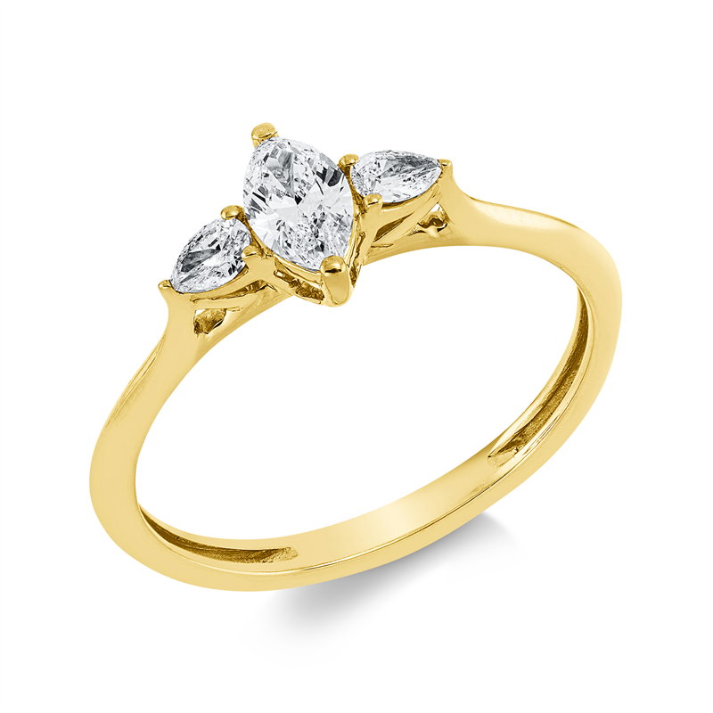 Image 90001877 - Ring 18 kt GG, 1 Navette 0,26 ct, TW-si, 2 Tropfen 0,14 ct, TW-si, ...