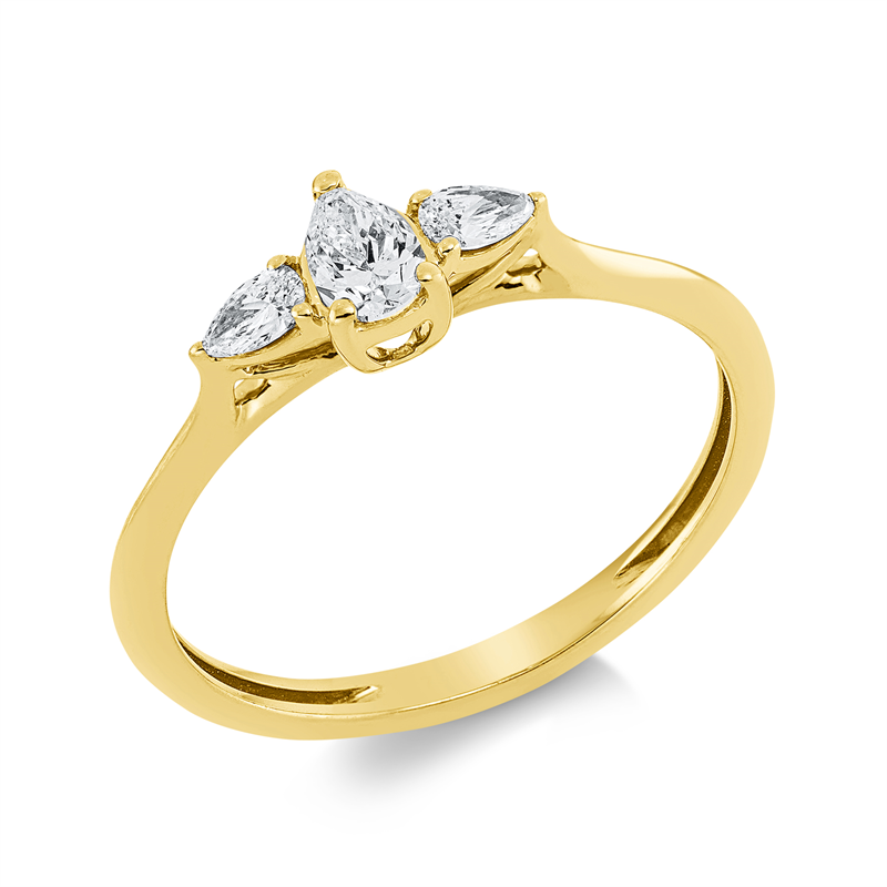Image 90001878 - Ring 18 kt GG, 1 Tropfen 0,19 ct, TW-si, 2 Tropfen 0,13 ct, TW-si, ...