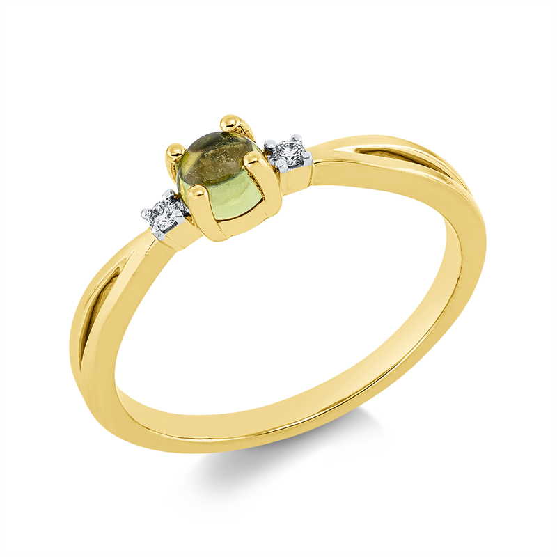 Image 90001879 - Ring 4er-Krappe 18 kt GG, Fassung rhodiniert, 2 Brillanten 0,02 ct, TW-si, 1 Peridot 0,41 ...