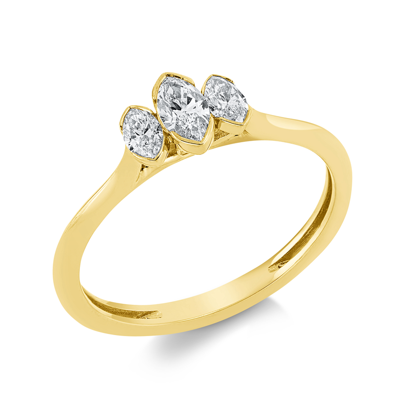 Image 90001881 - Ring 18 kt GG, 1 Navette 1,18 ct, TW-si, 2 Navette 0,14 ct, TW-si, H:7,7 mm, B:6,1 mm, ...