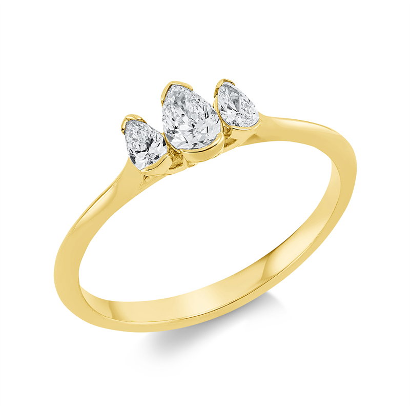 Image 90001882 - Ring 18 kt GG, 1 Tropfen 0,19 ct, TW-si, 2 Tropfen 0,15 ct, TW-si, ...