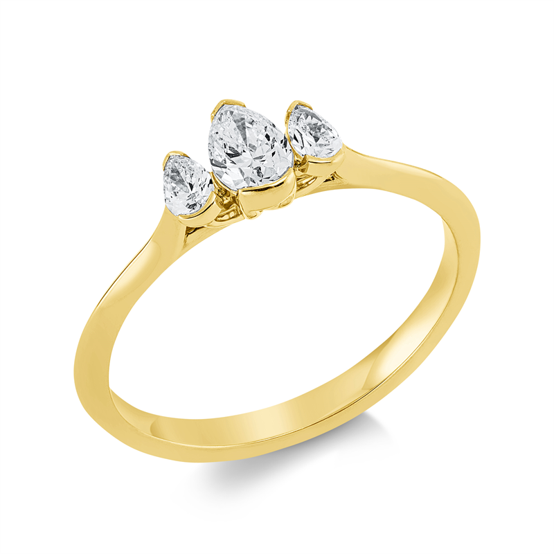 Image 90001883 - Ring 18 kt GG, 1 Tropfen 0,25 ct, TW-si, 2 Tropfen 0,16 ct, TW-si, ...