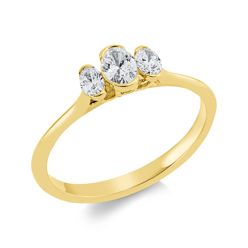 Image 90001888 - Ring 18 kt GG, 1 Oval 0,19 ct, TW-si, 2 Oval 0,16 ct, TW-si, H:8,1 mm, B:5,1 mm, ...
