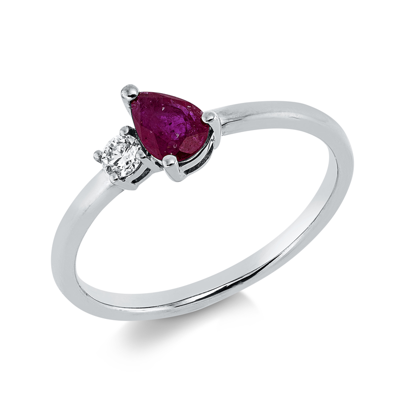 Image 90001892 - Ring 3er-Krappe 18 kt WG, 1 Brill. 0,08 ct, TW-si, 1 Rubin 0,47 ct rot, ...