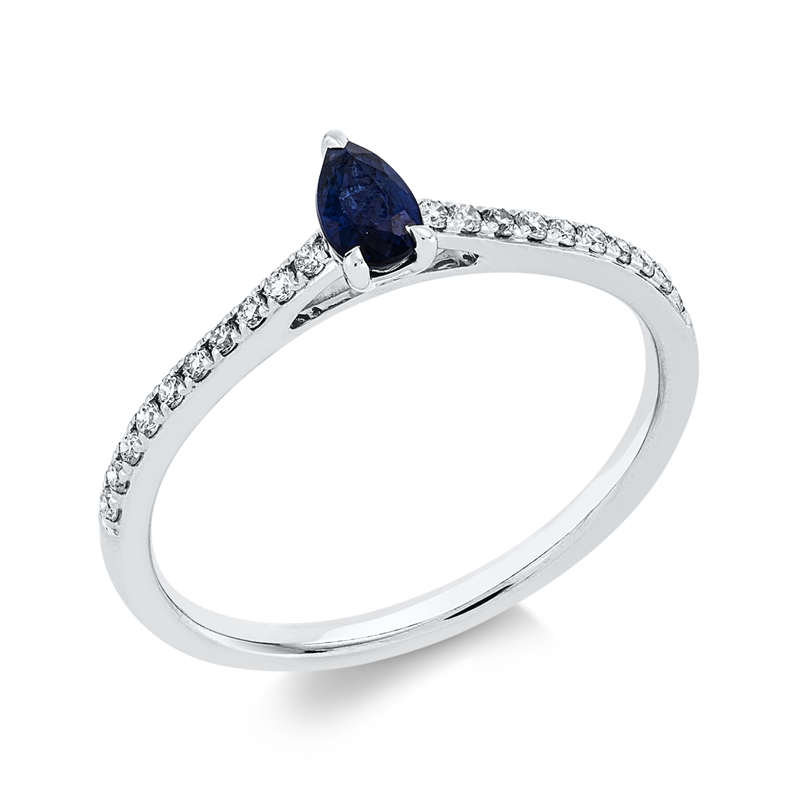 Image 90001791 - Ring 3er-Krappe 18 kt WG, 20 Brillanten 0,14 ct, TW-si, 1 Saphir 0,27 ct blau, ...