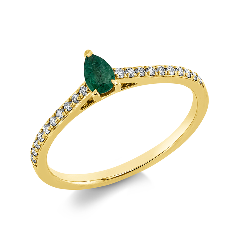 Image 90001792 - Ring 3er-Krappe 18 kt GG, 20 Brillanten 0,14 ct, TW-si, 1 Smaragd 0,19 ct grün, ...