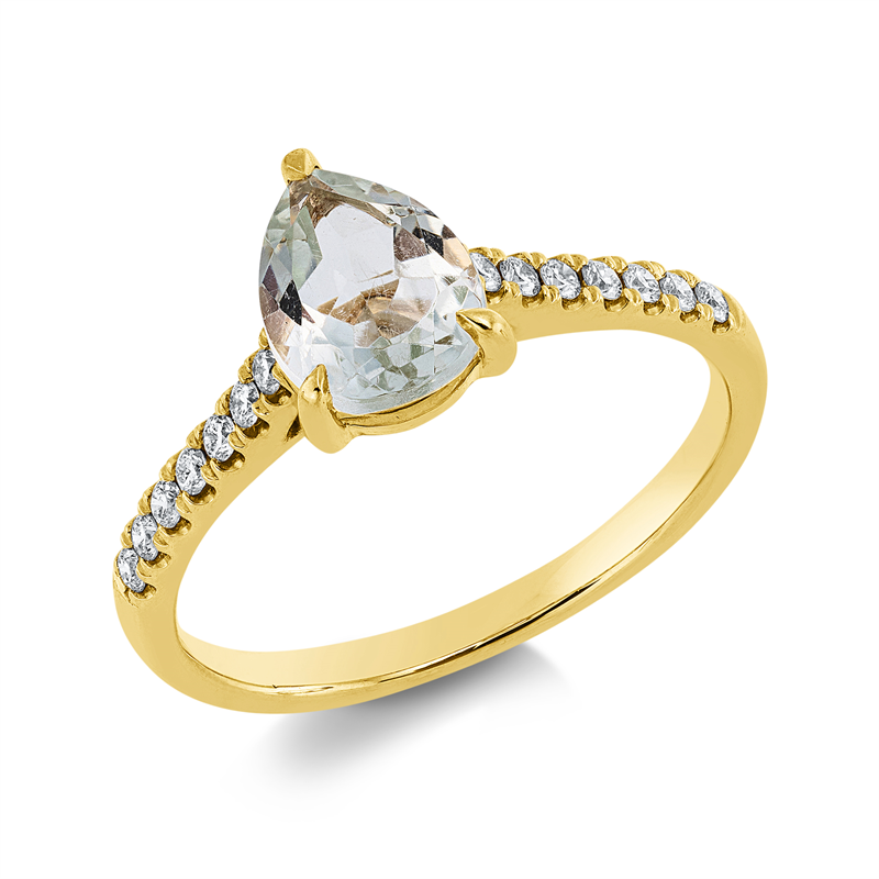 Image 90001908 - Ring 3er-Krappe 18 kt GG, 14 Brillanten 0,15 ct, TW-si, 1 Amethyst 1,06 ct grün, ...