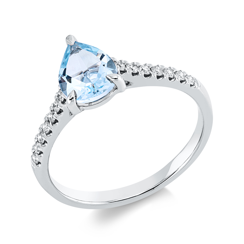 Image 90001909 - Ring 3er-Krappe 18 kt WG, 14 Brillanten 0,15 ct, TW-si, 1 Topas 1,19 ct sky blue, ...