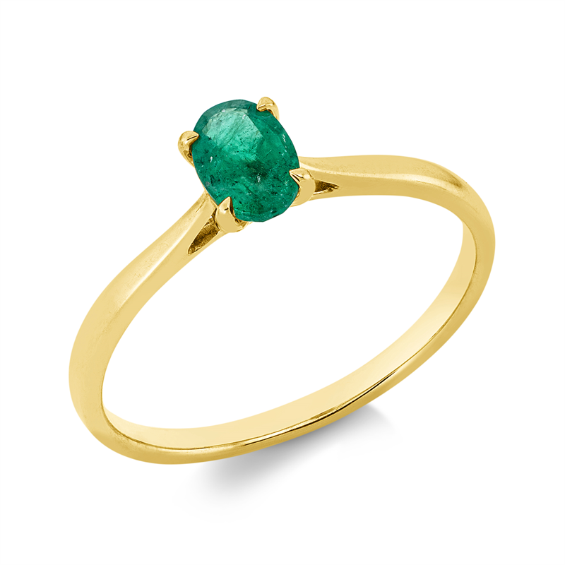 Image 90001912 - Ring 18 kt GG, 1 Smaragd 0,41 ct grün, Weite:54 =*=*= Unterkategorie: Farbstein ...