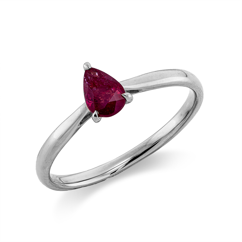 Image 90001915 - Ring 3er-Krappe 18 kt WG, 1 Rubin 0,42 ct rot, Weite:54 =*=*= Unterkategorie: Farbstein ...