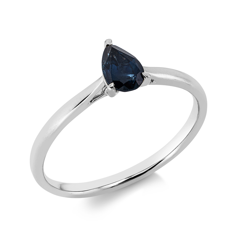 Image 90001916 - Ring 3er-Krappe 18 kt WG Tropfen, 1 Saphir 0,47 ct blau, Weite:54 =*=*= Unterkategorie: ...