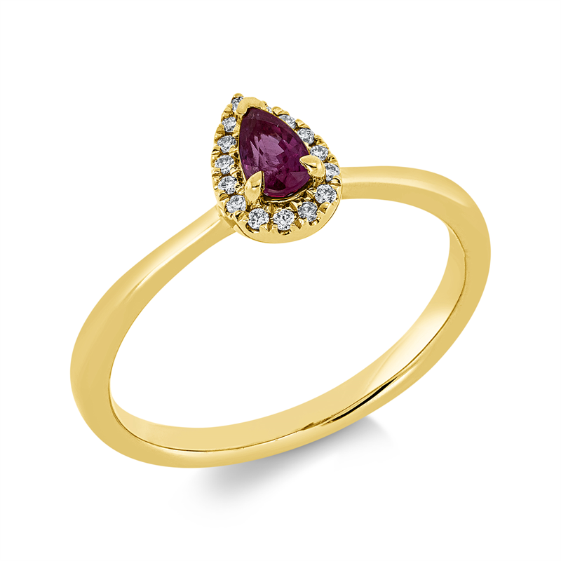 Image 90001917 - Ring 3er-Krappe 18 kt GG, 15 Brillanten 0,06 ct, TW-si, 1 Rubin 0,30 ct rot, H:5,6 mm, ...