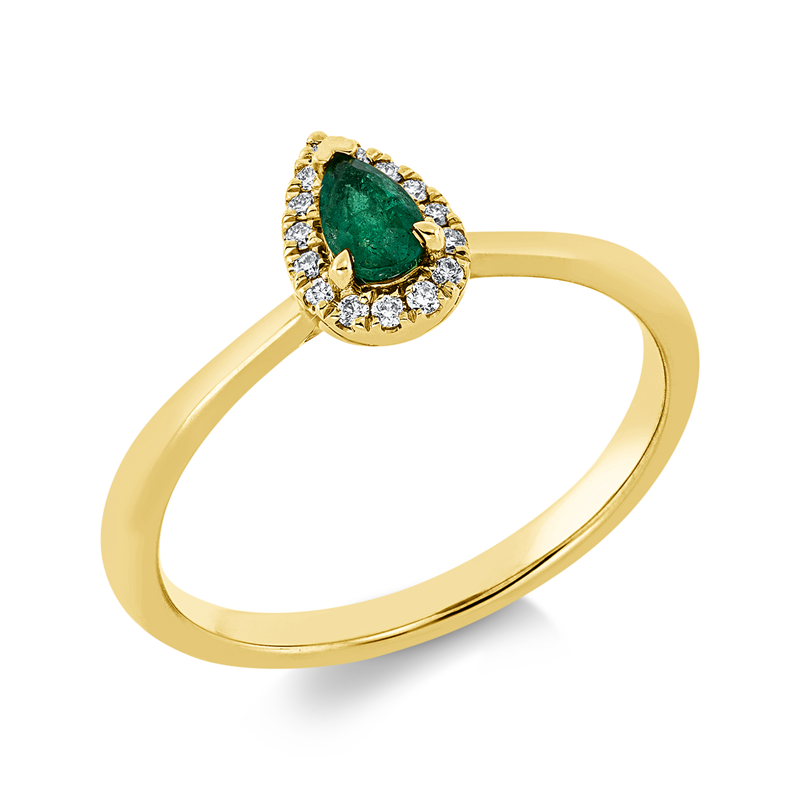 Image 90001919 - Ring 3er-Krappe 18 kt GG, 15 Brillanten 0,07 ct, TW-si, 1 Smaragd 0,22 ct grün, ...