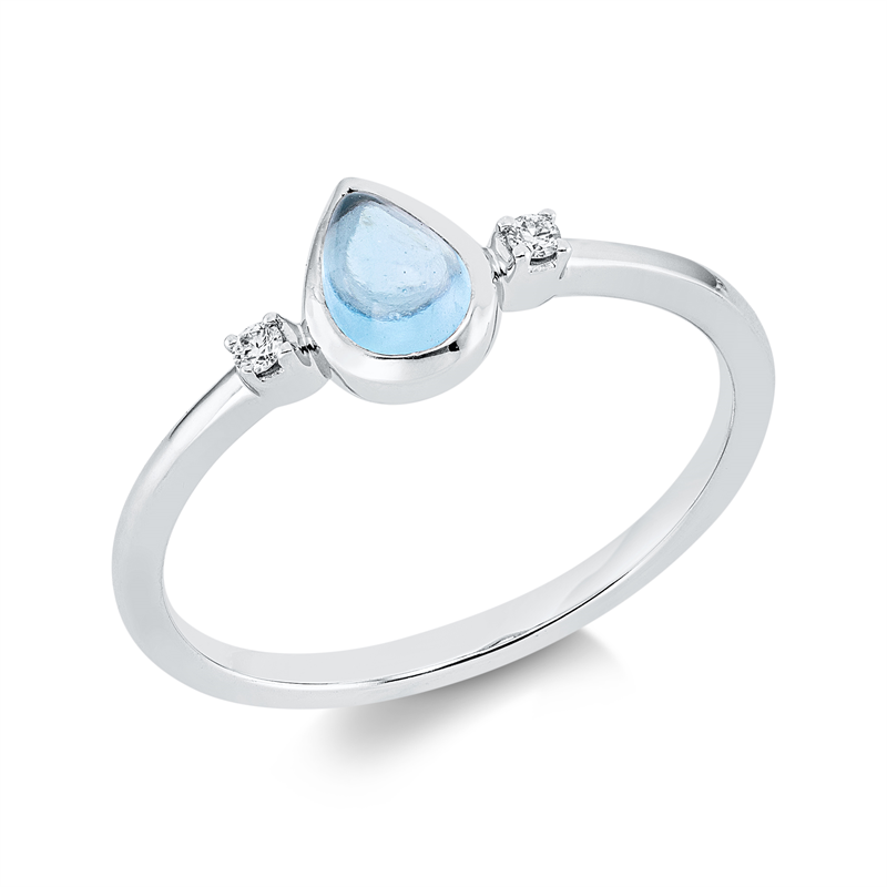Image 90001926 - Ring 18 kt WG Tropfen, 2 Brillanten 0,03 ct, TW-si, 1 Topas 0,39 ct sky blue, ...