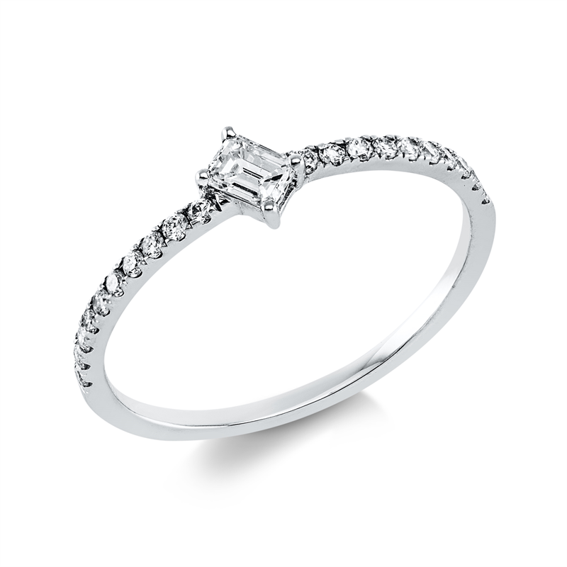 Image 90001933 - Ring 18 kt WG, 1 Sm.schliff 0,15 ct, TW-si, 20 Brillanten 0,16 ct, TW-si, ...