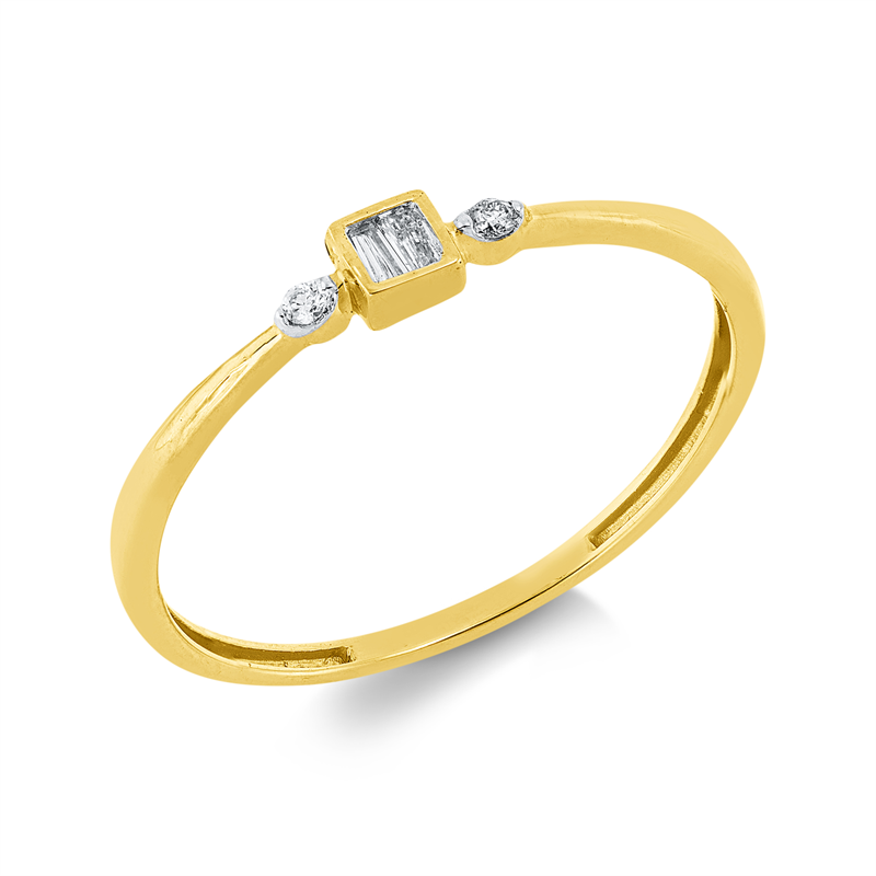 Image 90001950 - Ring 18 kt GG, Fassung rhodiniert, 2 Brillanten 0,02 ct, TW-si, 2 Trapeze 0,05 ct, TW-si, ...