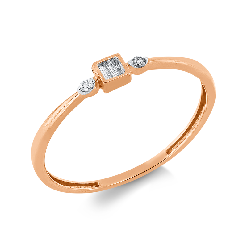 Image 90001951 - Ring 18 kt RG, Fassung rhodiniert, 2 Trapeze 0,06 ct, TW-si, 2 Brillanten 0,02 ct, TW-si, ...