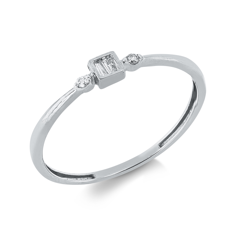 Image 90001952 - Ring 18 kt WG, 2 Baguette 0,05 ct, TW-si, 2 Brillanten 0,02 ct, TW-si, H:7,3 mm, B:2,9 ...