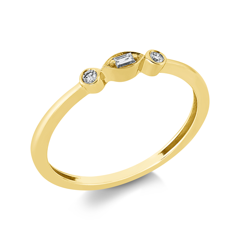 Image 90001965 - Ring 18 kt GG, Fassung rhodiniert, 1 Bag. 0,02 ct, TW-si, 2 Brillanten 0,04 ct, TW-si, ...