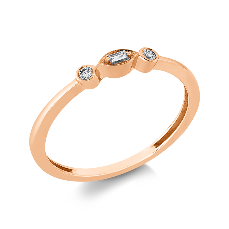 Image 90001966 - Ring 18 kt RG, Fassung rhodiniert, 1 Bag. 0,03 ct, TW-si, 2 Brillanten 0,04 ct, TW-si, ...
