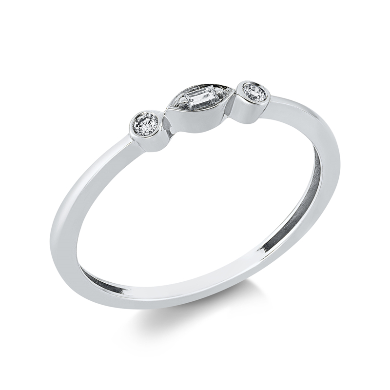 Image 90001967 - Ring 18 kt WG, 1 Bag. 0,03 ct, TW-si, 2 Brillanten 0,03 ct, TW-si, ...