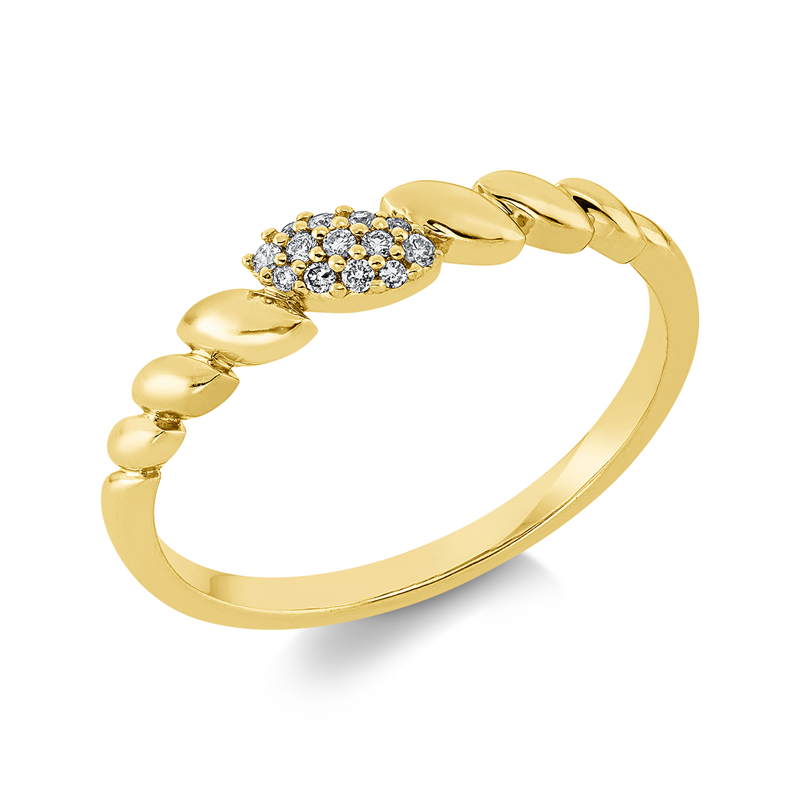 Image 90001976 - Ring 18 kt GG, Fassung rhodiniert, 13 Brillanten 0,06 ct, TW-si, ...