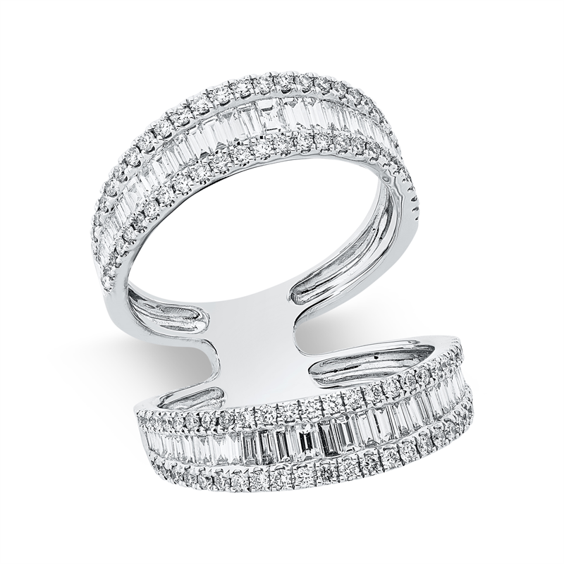 Image 90001995 - Ring 18 kt WG, 64 Baguette 0,95 ct, TW-si, 104 Brillanten 0,69 ct, TW-si, B:25,8 mm, ...