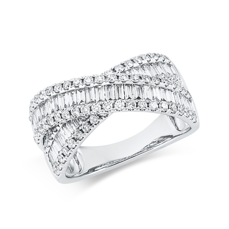 Image 90001999 - Ring 18 kt WG, 51 Baguette 0,90 ct, TW-si, 80 Brillanten 0,67 ct, TW-si, ...