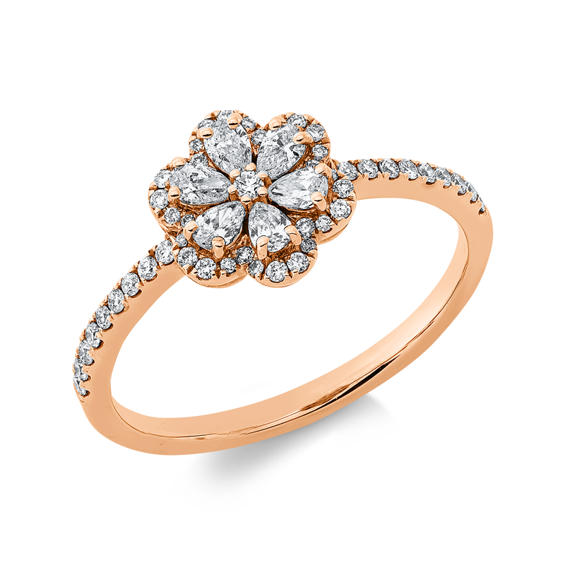 Image 90002019 - Ring 18 kt RG, 6 Tropfen 0,25 ct, TW-si, 49 Brillanten 0,18 ct, TW-si, H:9,2 mm, B:9,2 ...