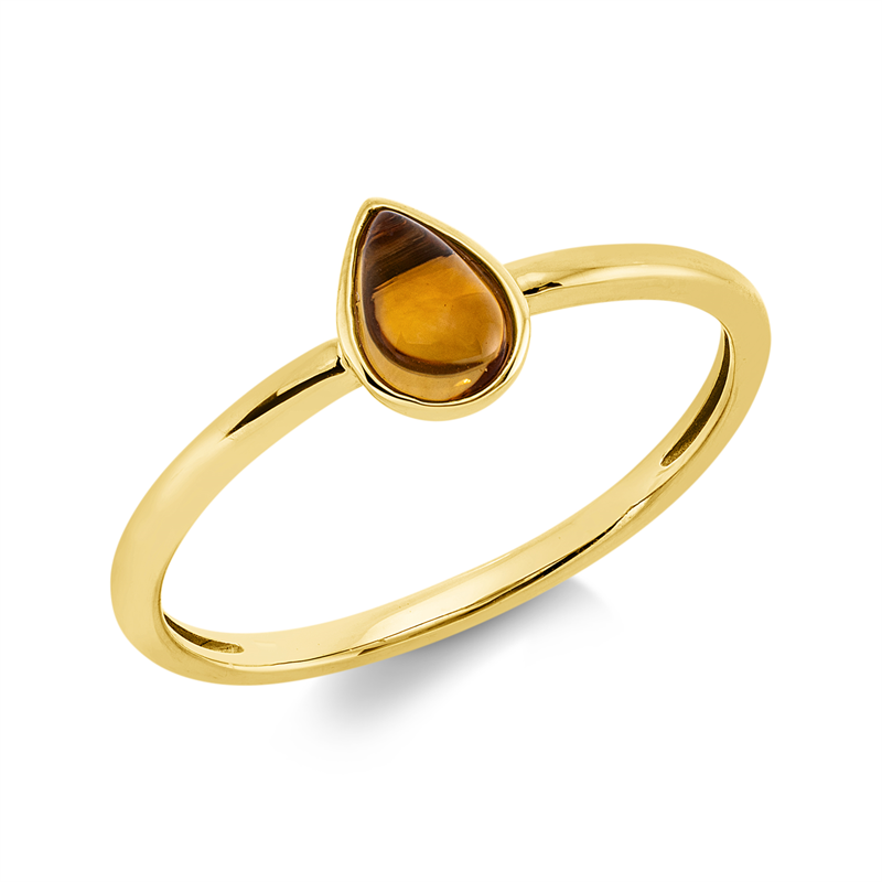 Image 90002026 - Ring 18 kt GG Tropfen, 1 Citrin 0,35 ct gelb, Weite:54 =*=*= Unterkategorie: Farbstein ...