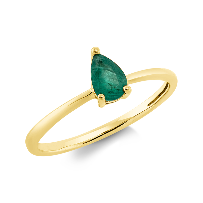 Image 90002027 - Ring 18 kt GG, 1 Smaragd 0,36 ct grün, Weite:54 =*=*= Unterkategorie: Farbstein ...