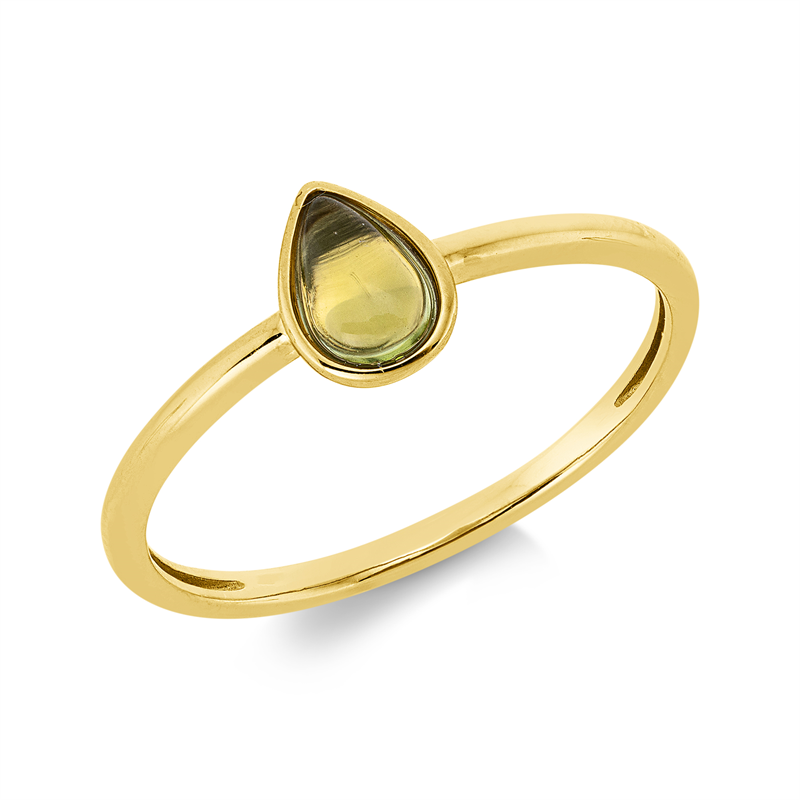 Image 90002032 - Ring Zarge 18 kt GG Tropfen, 1 Peridot 0,40 ct, H:4,9 mm, B:6,5 mm, ...