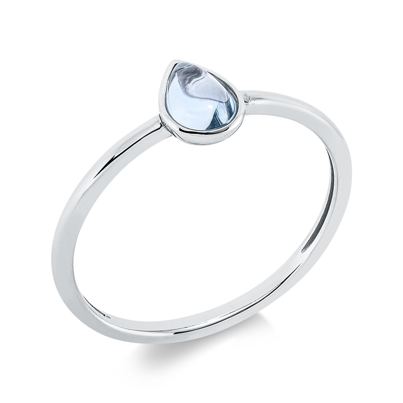 Image 90002033 - Ring Zarge 18 kt WG Tropfen, 1 Topas 0,47 ct sky blue, Weite:54 =*=*= Unterkategorie: ...
