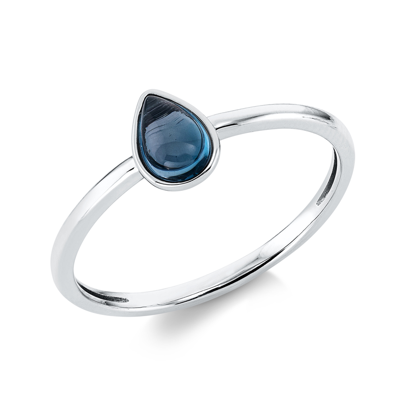 Image 90002034 - Ring Zarge 18 kt WG Tropfen, 1 Topas 0,46 ct Lond. blue, H:5,0 mm, B:6,8 mm, ...