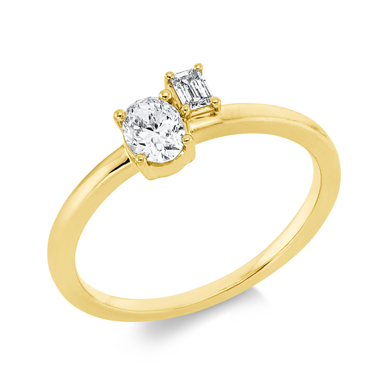 Image 90002039 - Ring 18 kt GG, 1 Oval 0,31 ct, TW-si, 1 Sm.schliff 0,10 ct, TW-si, H:6,7 mm, B:6,3 mm, ...