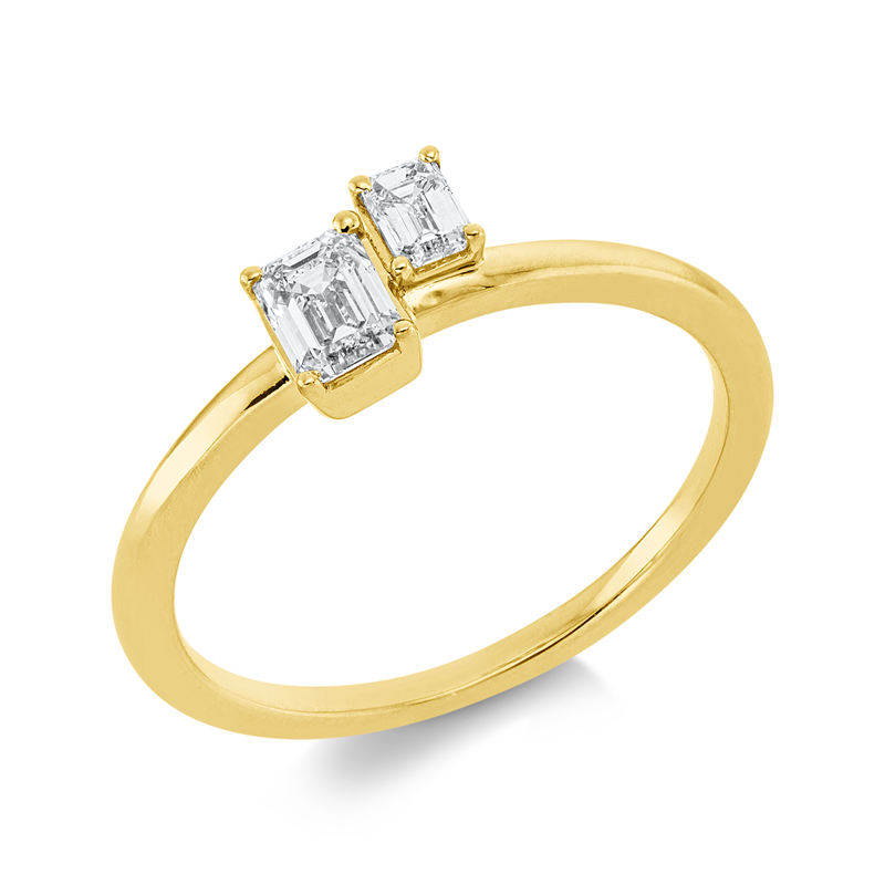Image 90002041 - Ring 18 kt GG, 1 Sm.schliff 0,31 ct, TW-si, 1 Sm.schliff 0,12 ct, TW-si, H:6,7 mm, B:5,7 ...