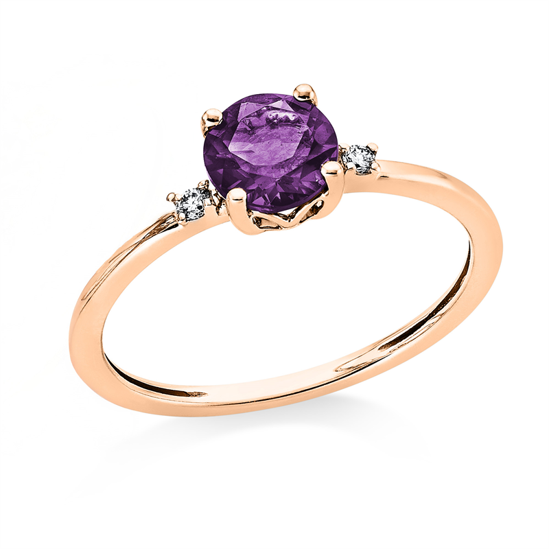 Image 90002043 - Ring 4er-Krappe 18 kt RG, Fassung rhodiniert, 2 Brillanten 0,03 ct, TW-si, 1 Amethyst ...