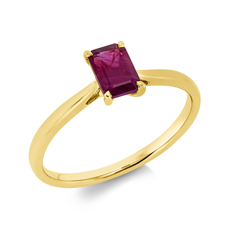 Image 90002054 - Ring 4er-Krappe 18 kt GG, 1 Rubin 0,73 ct rot, H:4,5 mm, B:6,5 mm, ...