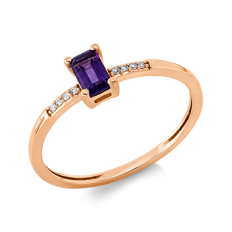 Image 90002058 - Ring 4er-Krappe 18 kt RG, 8 Brillanten 0,02 ct, TW-si, 1 Amethyst 0,29 ct lila, H:3,8 mm, ...
