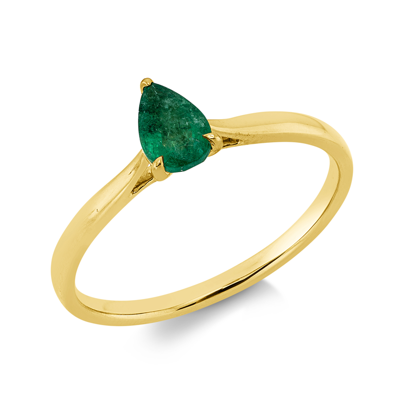 Image 90002061 - Ring 3er-Krappe 18 kt GG Tropfen, 1 Smaragd 0,38 ct grün, H:4,5 mm, B:6,5 mm, ...