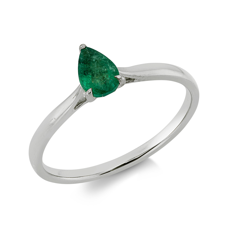 Image 90002062 - Ring 3er-Krappe 18 kt WG Tropfen, 1 Smaragd 0,36 ct grün, ...