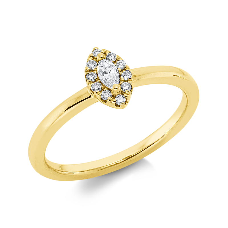 Image 90002068 - Ring 18 kt GG, 1 Navette 0,08 ct, TW-si, 10 Brillanten 0,07 ct, TW-si, H:5,0 mm, B:7,9 ...