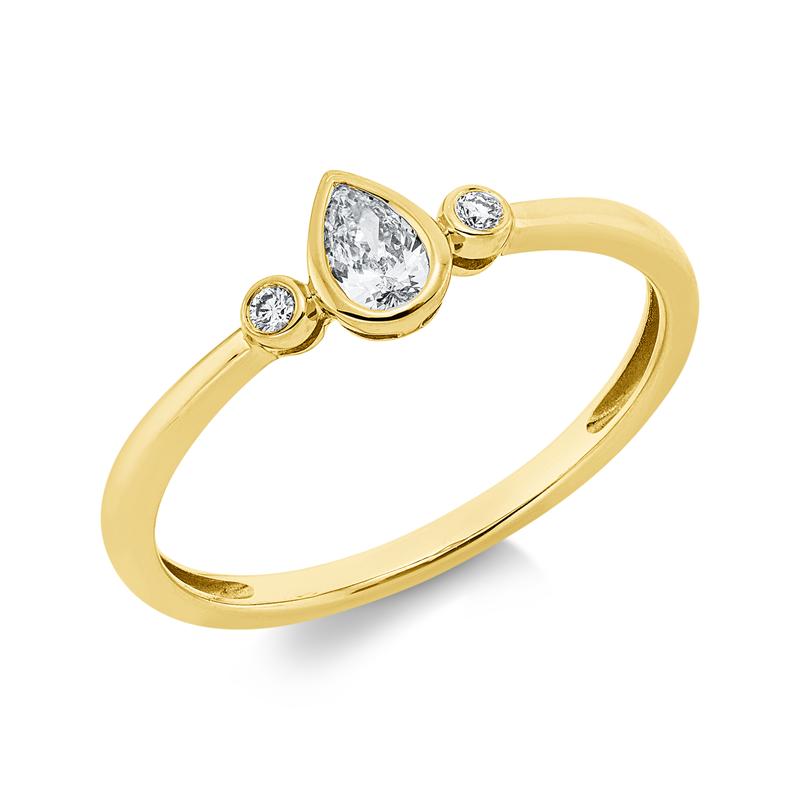 Image 90002074 - Ring 18 kt GG Tropfen, 1 Tropfen 0,14 ct, TW-si, 2 Brillanten 0,03 ct, TW-si, ...