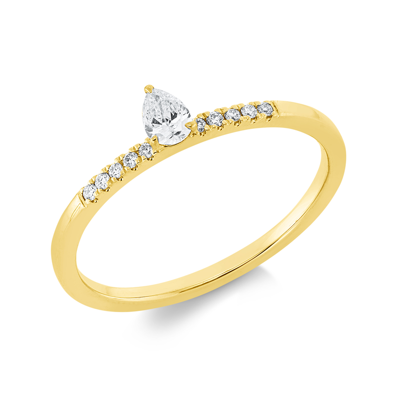 Image 90002099 - Ring 3er-Krappe 18 kt GG, 1 Tropfen 0,15 ct, TW-si, 10 Brillanten 0,05 ct, TW-si, H:3,0 ...