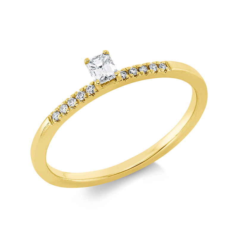 Image 90002100 - Ring 4er-Krappe 18 kt GG, 1 Sm.schliff 0,14 ct, TW-si, 10 Brillanten 0,05 ct, TW-si, ...