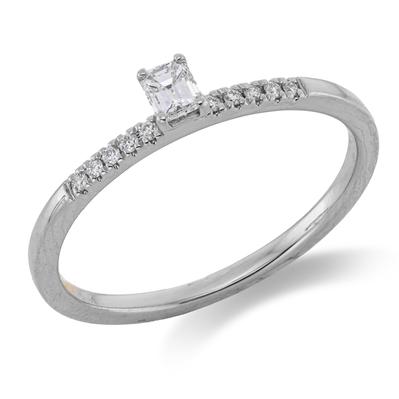 Image 90002102 - Ring 4er-Krappe 18 kt WG, 1 Sm.schliff 0,14 ct, TW-si, 10 Brillanten 0,05 ct, TW-si, ...