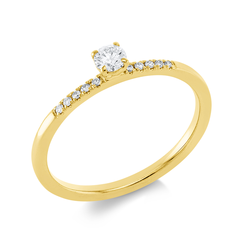 Image 90002103 - Ring 4er-Krappe 18 kt GG, 1 Brill. 0,14 ct, TW-si, 10 Brillanten 0,05 ct, TW-si, H:3,3 ...