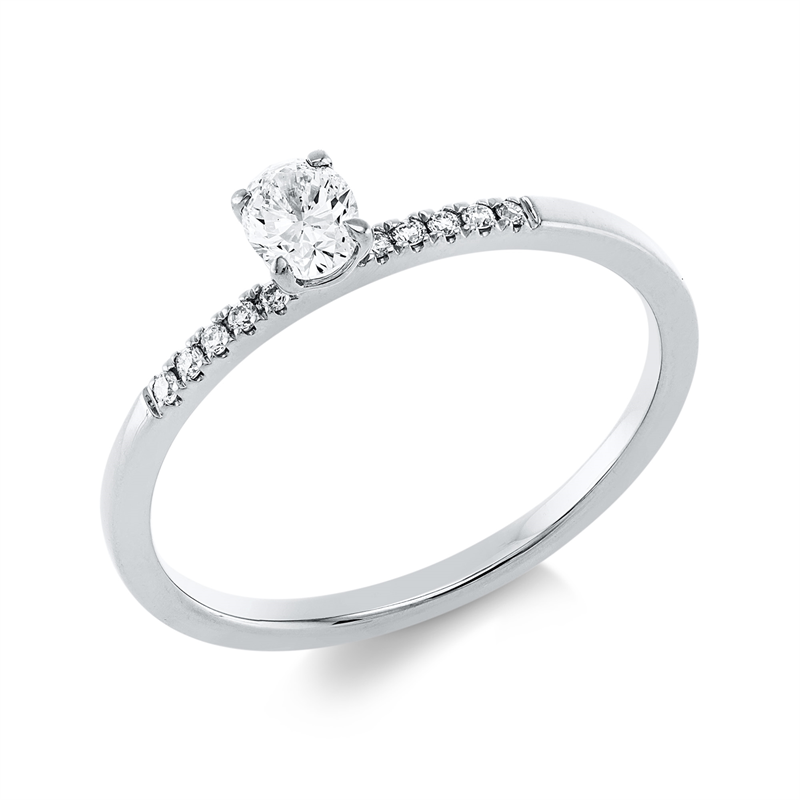 Image 90002106 - Ring 4er-Krappe 18 kt WG, 1 Oval 0,23 ct, TW-si, 10 Brillanten 0,05 ct, TW-si, ...